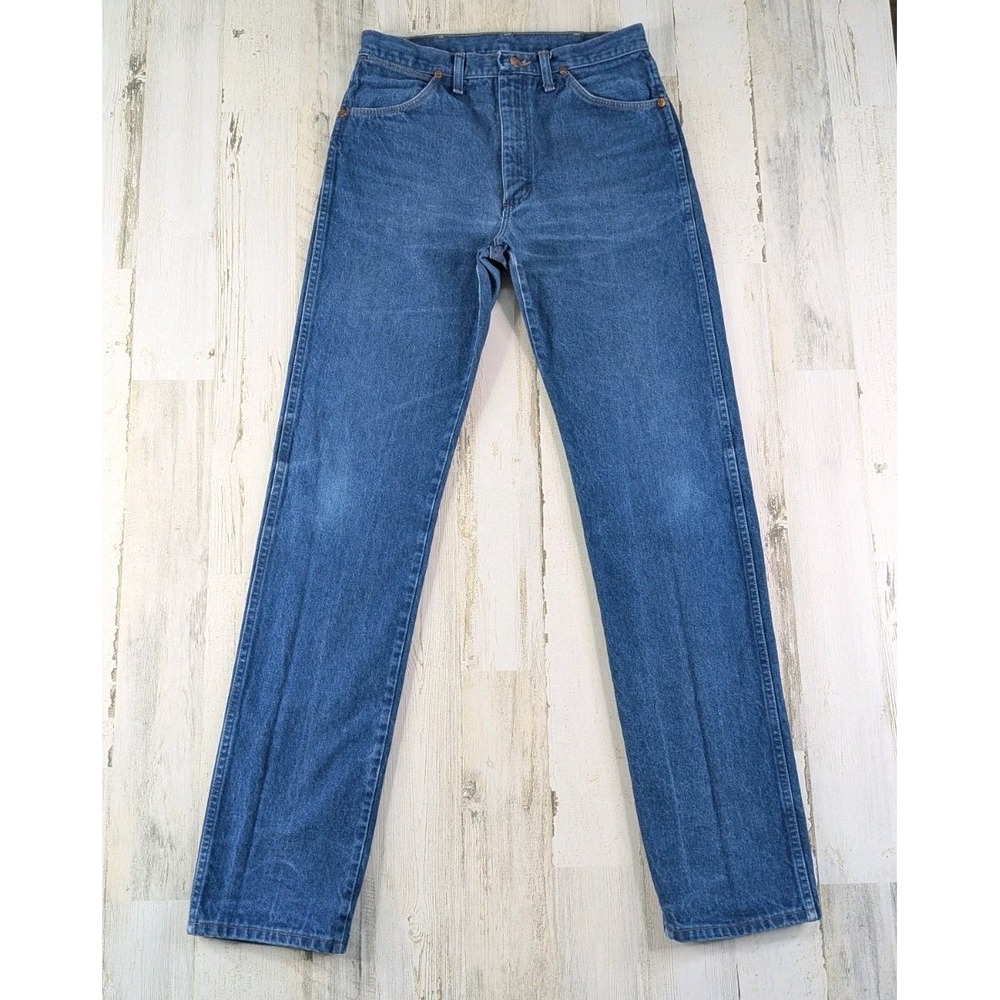 Vintage Wrangler Jeans Mens Fits 30x35 Blue Denim Cowboy Cut 13MWZ USA Made*